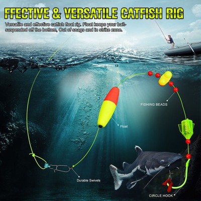 5-teiliges vormontiertes Float Rig Set mit Kreishaken für Langstreckenguss