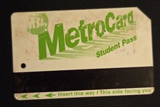 MTA NYC Metrocard Green Student Pass 16/08/2002 caducidad