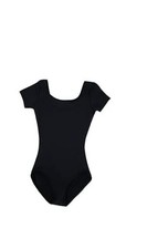 girls Short Sleeve Leotard - Girls Medium 8-10 Black