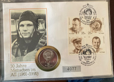 UdSSR Numisbrief 1991 1 Rubel M&uuml;nze 30 Jahre Menschen im All Juri Gagarin