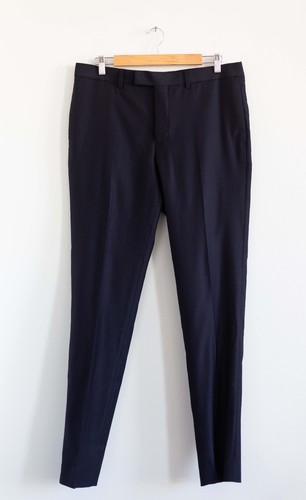 Sandro, Sandro Paris Luxury Navy Textured Wool Tailored Trousers