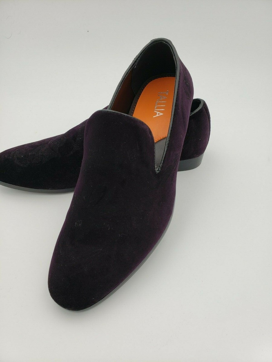 Tallia Tedaldo Men Slip On Smoking Loafers  Bordeaux Black  Velvet Size 10.5 TALLIA MEN main image 3