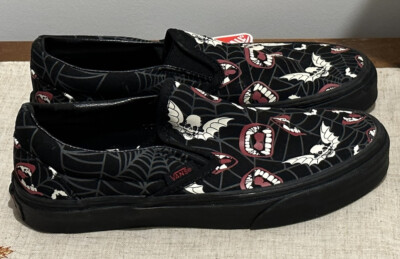 VAMPS★ Vans Slip On Glow in the Dark Frights Black Bats Vampire Shoes