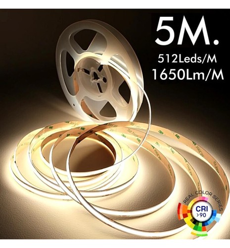 Tira LED COB 24V cinta de luz barra de luz 5m cadena de luz 12W/M tira CRI90 IP20 - Imagen 2 de 19