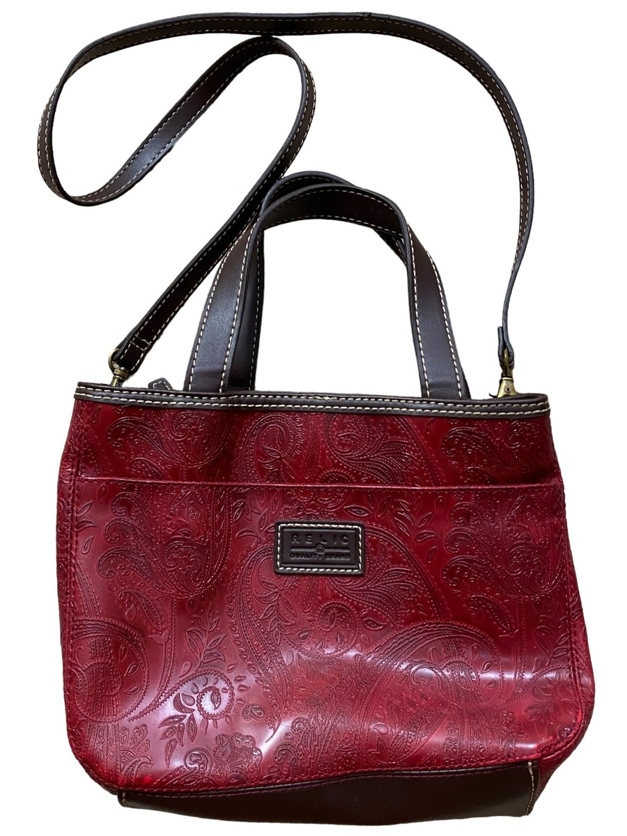Relic Fossil Womens Purse Medium Size Red Western Convertible Snap Closure