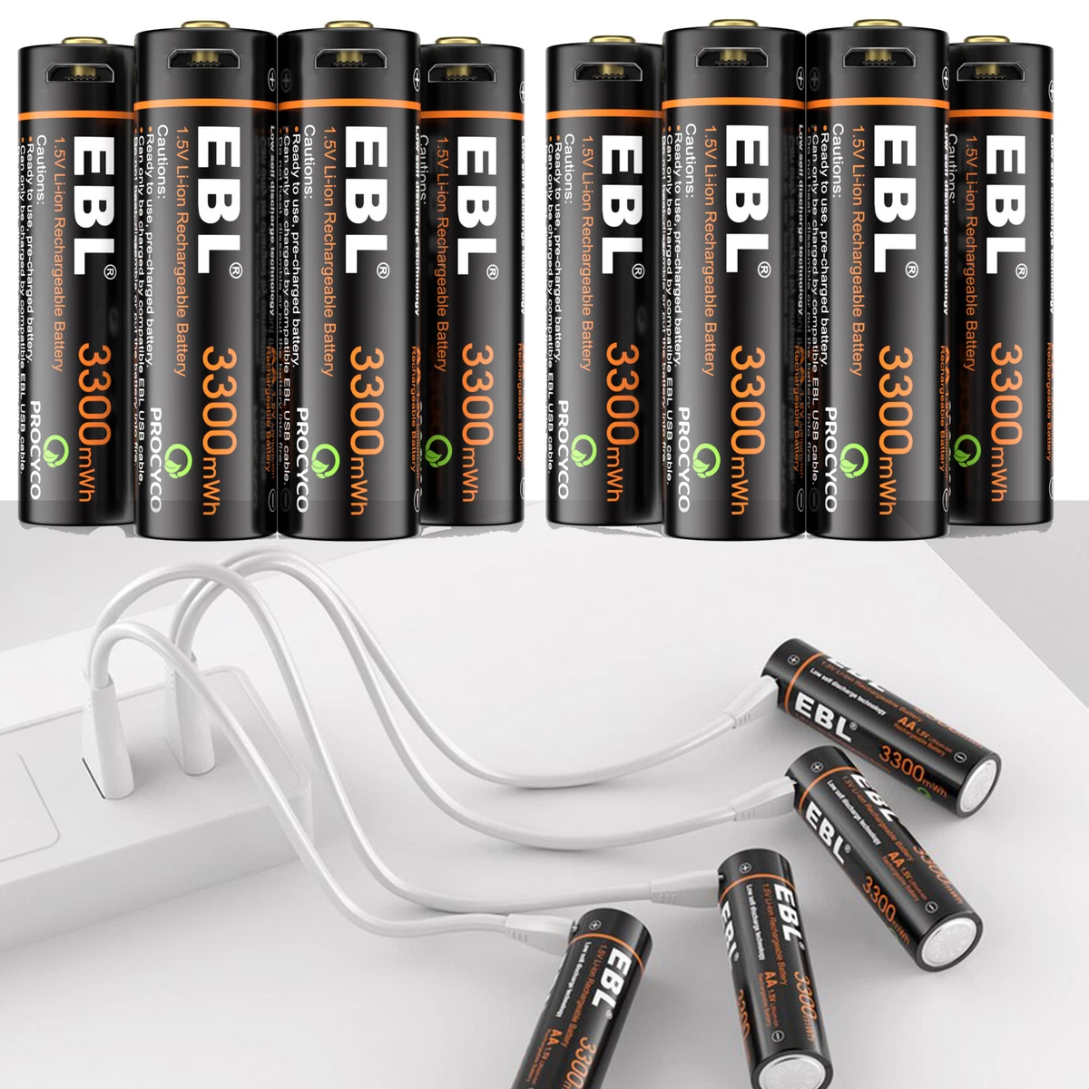 EBL 1.2V AAA Batterie Ricaricabili ad Alta Capacità da 1100mAh Ni-MH,1200 Tech con Auto-Scarica Bassa,Confezione da 16 pezzi