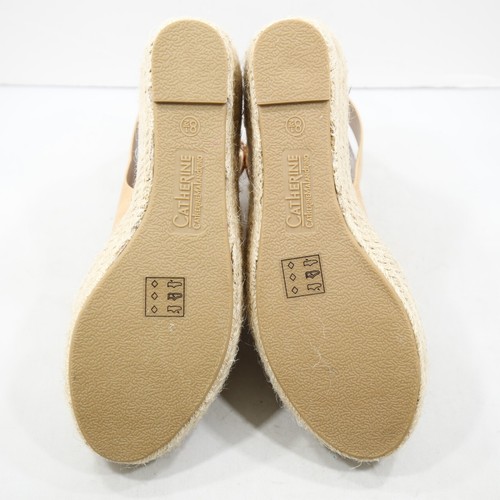 Catherine Malandrino Cirkly Tan Faux Leather 2.5" Wedge Espadrille Sandals - 8.5 - Picture 7 of 7