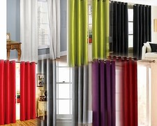 2 PANELS ANTIQUE GROMMETS FAUX SILK WINDOW CURTAINS FOAM LINED BLACKOUT K72 63"