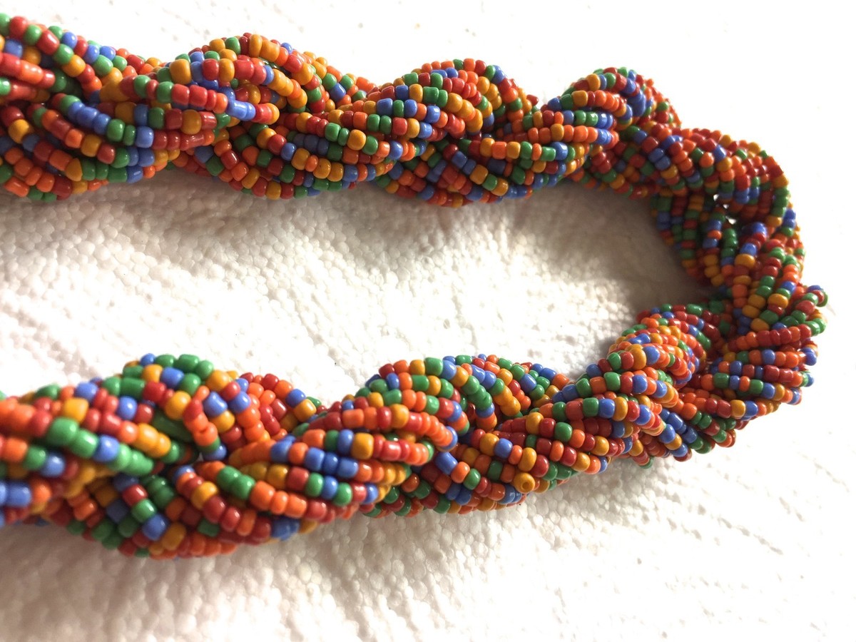 Collier Torsadé En Micro Perles - Style Années 60/70 - Multicolore
