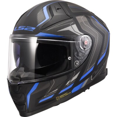 LS2 FF811 Vector II Alizer Matt Schwarz Blau Motorradhelm Sonnenblende Gr. M -