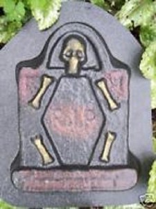 Tombstone w bones concrete mold plaster Halloween mould 8" x 6" X 1