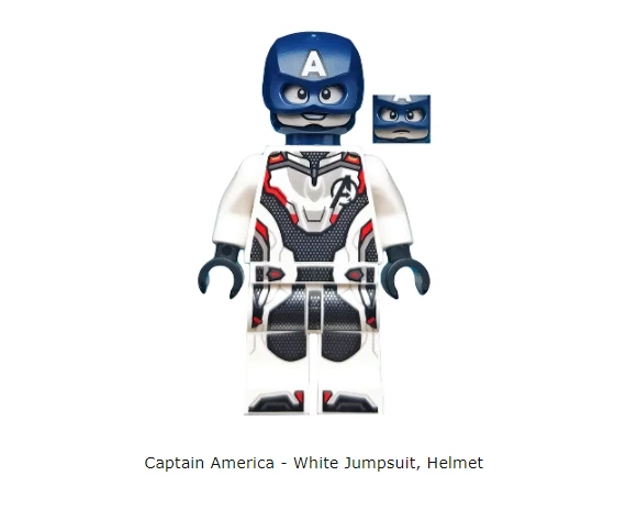 Lego Minifigure Captain America White Jumpsuit Helmet Inv 100