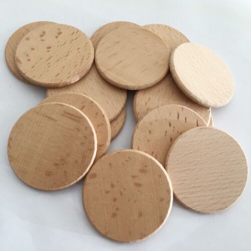 10Pcs Natural Wood Slices Unfinished Round Coins Decor  Craft Cutouts Ornaments - Afbeelding 1 van 12
