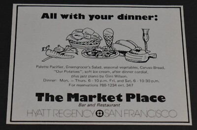 1979 Print Ad San Francisco Market Place Bar & Restaurant Hyatt Regency Art