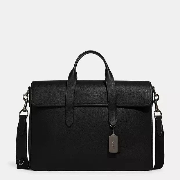 NWT Coach Sullivan Portfolio Brief In Black Pebble Leather C9875 