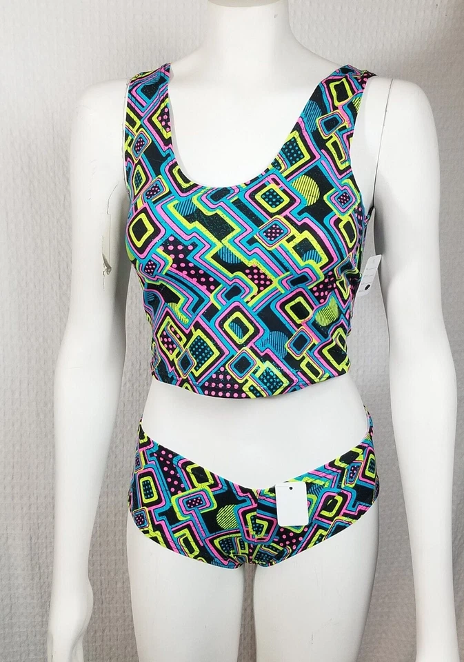 Coquetry Clothing Junior/ Petite 3 Piece Neon Holographic Spandex Swim Wear S/M - Image 2 of 4