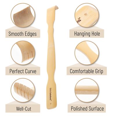 4-Pack Bamboo Back Scratchers - 18 Inch Wooden Massage Rollers For