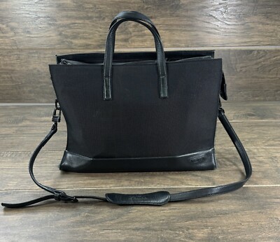 Tumi Hand Bag Black Ballistic Nylon Leather Trim Briefcase Work