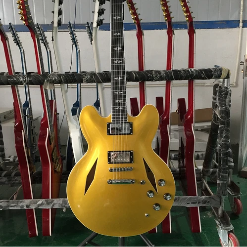 DG-335 Semi Hollow Body Electric Guitar Full Gold Diamond Hole Hollow Body