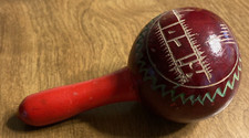 VTG Handmade Carved Maraca Musical Percussion Instrument Shaker Rattle 5 5/8  