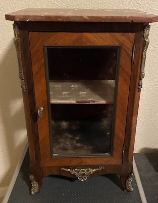 Antique French Rosewood Vitrine Cabinet display Marble Top