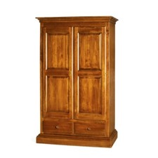 ARMADIO ANTE BATTENTI NOCE SCURO ARTE POVERA CLASSICO  2 CASSETTI 2 ANTE