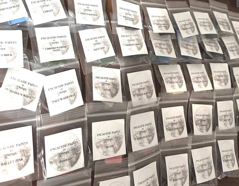 set campione colore vernice encaustica fatto a mano - 3ml formato a venticinque colori varietà - Immagine 4 di 4