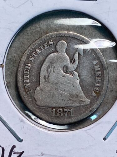 1871 Seated Liberty Silver Half Dime G-VG - Picture 1 of 2