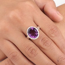 Amethyst Gemstone 925 Stamped Silver Jewelry Handmade Ring For Anniversary Gift