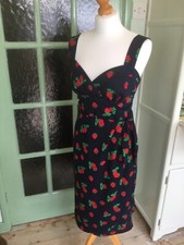 50er Jahre Stil HUNDEHÜTTE VINTAGE, Hawaii Kleid, Marine/ Erdbeeren. Rockabilly 20