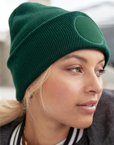 Beanie Hat Mens Womens Round Patch Plain Soft Warm Double Layer Knit Winter Cap - Picture 2 of 16