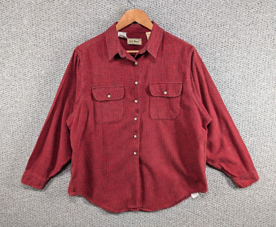 LL BEAN Vintage Damen Hemd rot kariert Flanell Arbeit Outdoor Knopfleiste L