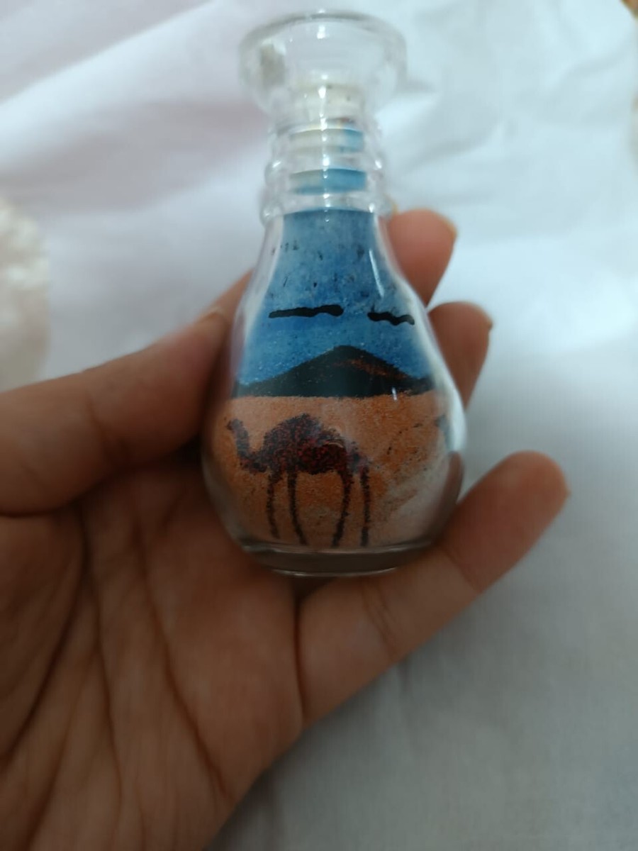 SAND GLASS BOTTLE JORDAN DESERT ART HAND MADE HOME DECOR SMALL
