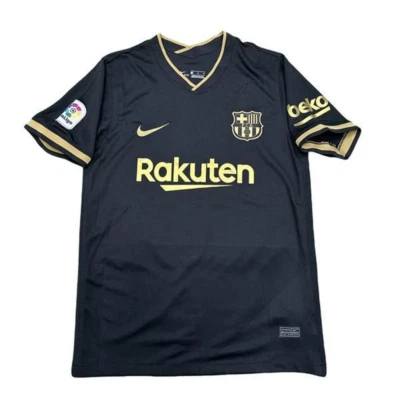2021 Barcelona Away Black and Gold Fan Edition Jersey #10 Lionel