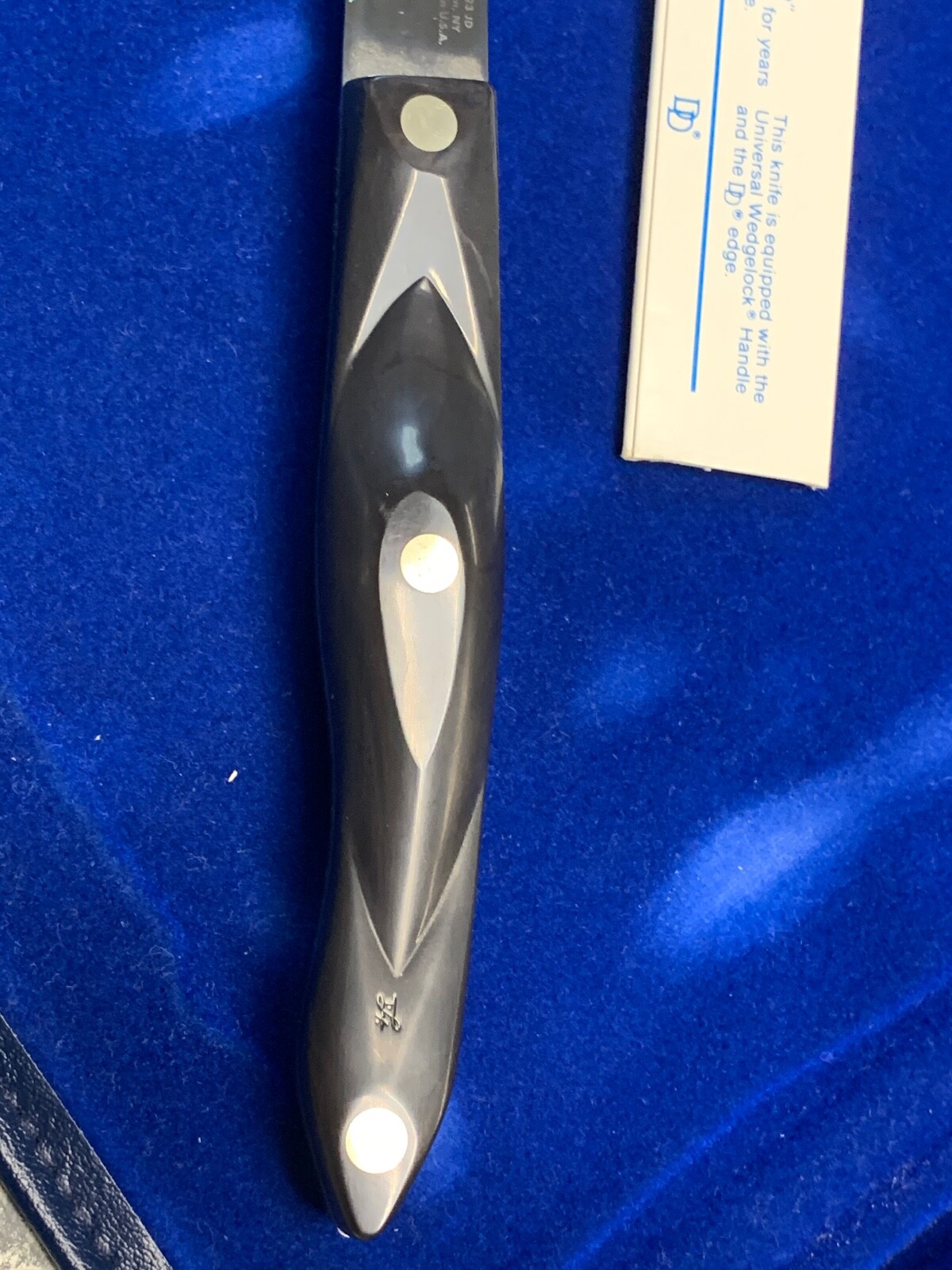 CUTCO KNIFE 1723 JD WITH CARDBOARD SHEATH SERRATED BLADE PAT NO 3122774