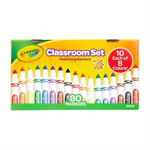 Crayola Classroom 80 Count Set Broad Line Markers 10 Each of 8 Classic Colors