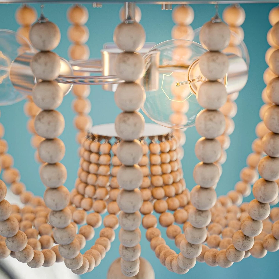 Kenroy Home 93134BS 3 cuentas de madera claras montaje al ras acabado de acero cepillado Foto 2 de 4