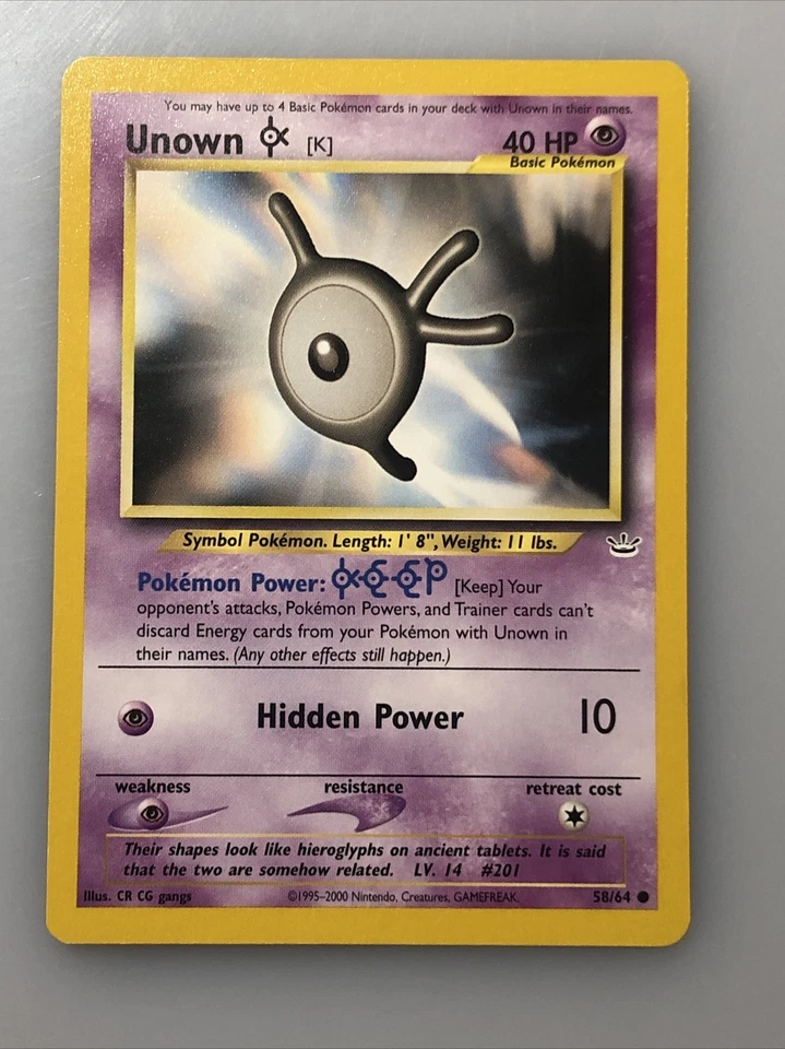 UNOWN K - Neo Revelation Set - 58/64 - Common - Pokemon Card - Unlimited - NM - Image 2 of 4
