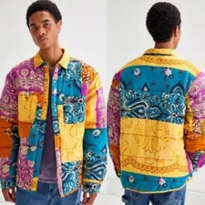 Urban Outfitters BDG Pattern Quilted Shirt Jacket Size Medium Patchwork Shacket