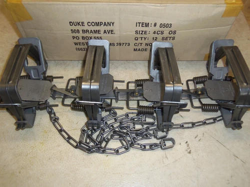 4 New Duke # 4 OFFSET 4X4 Coil Spring Traps 0503 Bobcat Coyote Lynx Trapping