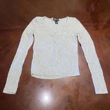 SWS ESSENTIALS Women's Grey Thermal Shirt Size Small Long Sleeve