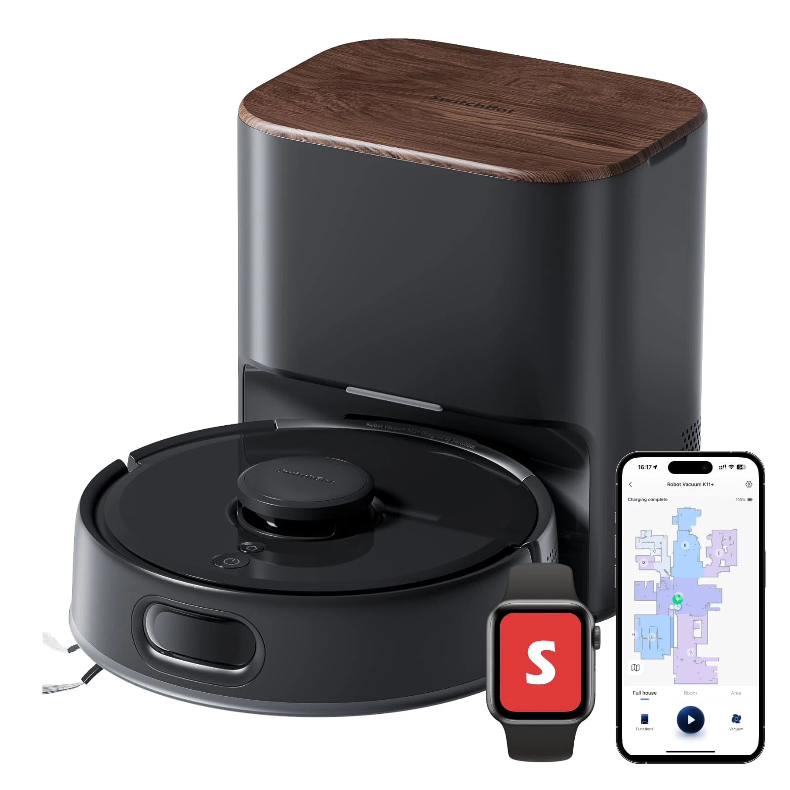 K11+ Robot Vacuum & Mop with Matter, 6000Pa Suction, 90-Day Hands-Free Self-E...