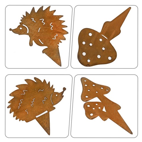 Unique 4PCS Decorative Garden Stakes Featuring Hedgehogs and Mushrooms - Picture 5 of 17