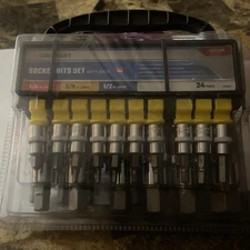 JOBSMART Socket Bit Set 1/4 3/8 1/2 SAE 24 Piece Set New