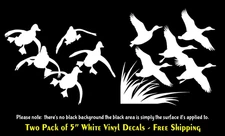 Ducks Flying Two PK of 5" White Vinyl Decals Car Truck Window Laptop Tablet