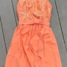 Angel Formal Dresses Coral Lace Bodice A-line Chiffon Dress