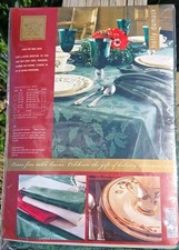 NUEVO Mantel Lenox Navidad Vacaciones 60" x 104" Acebo Damasco VERDE ESMERALDA