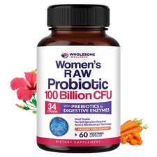 Women's Raw Probiotic 100 Billion CFU Digestive Enzymes Helps Intestinal Flora