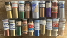 Lot 0f 19 Vintage Bottles of Various Metallic Powders Luco Venus Uhlfelder