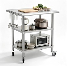 24x30 Inch Stainless Steel Work Table 3-Shelf Commercial Food Prep Table Kitchen
